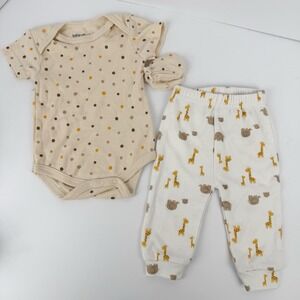 Baby Views 3–6 Months Outfit Set Polka Dot Bodysuit Giraffe Pants Mittens